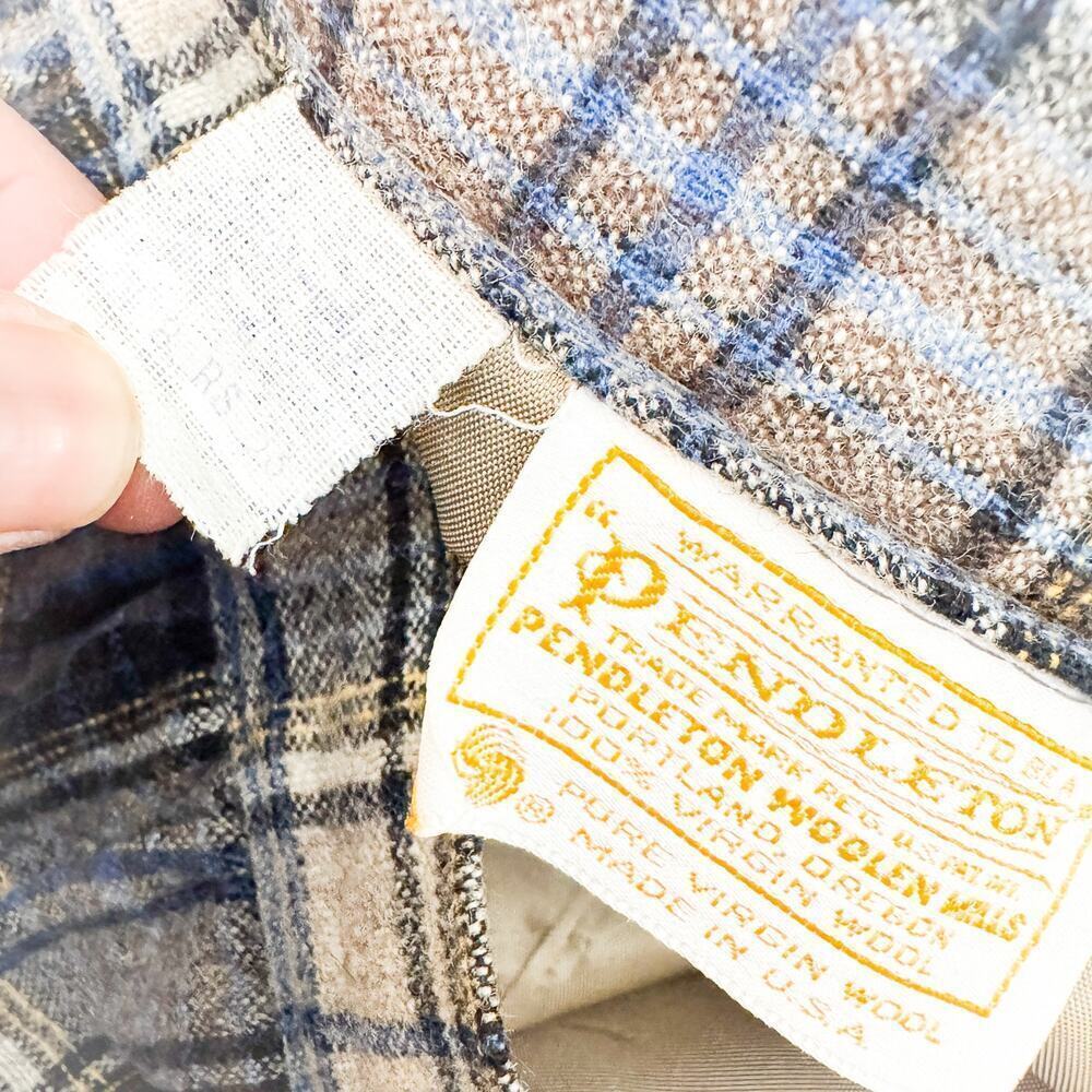Pendleton Plaid Virgin Wool Patterned Cream Blue … - image 2